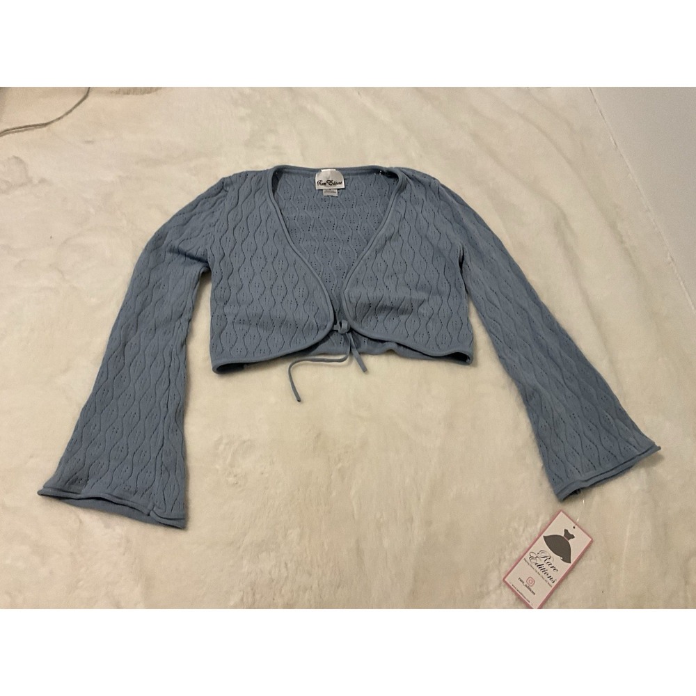 Rare Editions Knit cardigan Bell sleeves Blue NWT Size 14 Medium